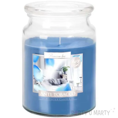 swieca zapachowa w szkle sloik xl antytabak aura 100 h 14 cm