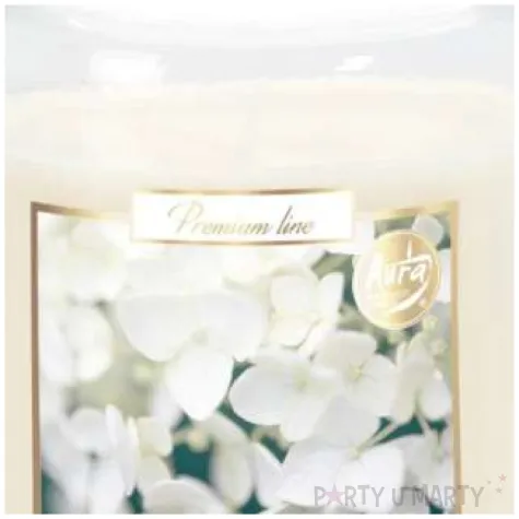 swieca zapachowa w szkle sloik xl biale kwiaty aura 100 h 14 cm