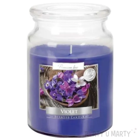 swieca zapachowa w szkle sloik xl fiolek bispol 100 h 14 cm