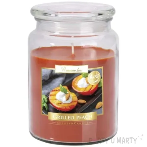 swieca zapachowa w szkle sloik xl grilowana brzoskwinia bispol 100 h 14 cm