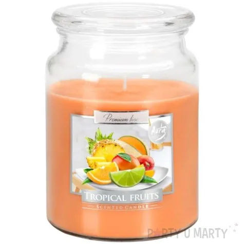 swieca zapachowa w szkle sloik xl owoce tropikalne bispol 100 h 14 cm