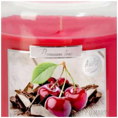 swieca zapachowa w szkle sloik xl wisnia z czekolada bispol 100 h 14 cm