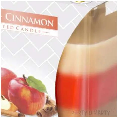 swieca zapachowa w szkle trojbarwna jablko z cynamonem bispol 8x8 cm