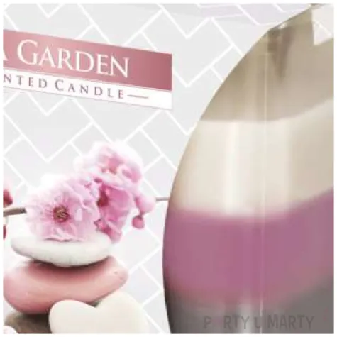 swieca zapachowa w szkle trojbarwna ogrod spa bispol 8x8 cm