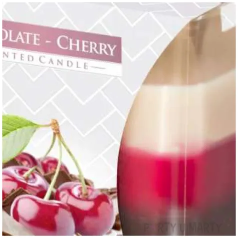 swieca zapachowa w szkle trojbarwna wisnia z czekolada bispol 8x8 cm