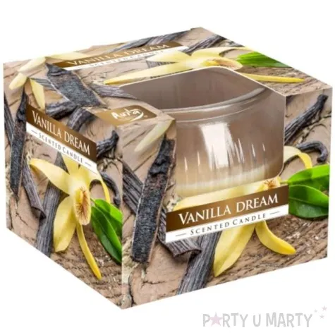 swieca zapachowa w szkle waniliowe marzenie bispol 77 mm