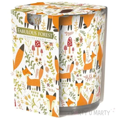 swieca zapachowa w szkle z nadrukiem bajkowy las bispol 8 cm