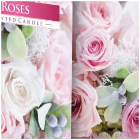 swieca zapachowa w szkle z nadrukiem roza bispol 8 cm