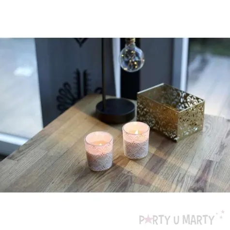 swieca zapachowa w szkle z nadrukiem roza bispol 8 cm