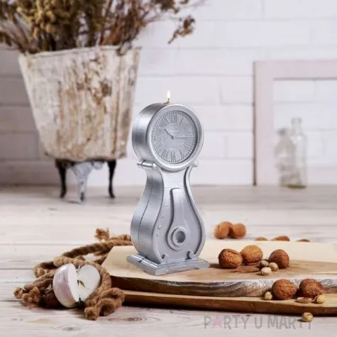 swieca zegar vintage xxl srebrny candellana