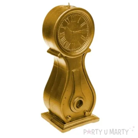 swieca zegar vintage xxl zloty metalik candellana