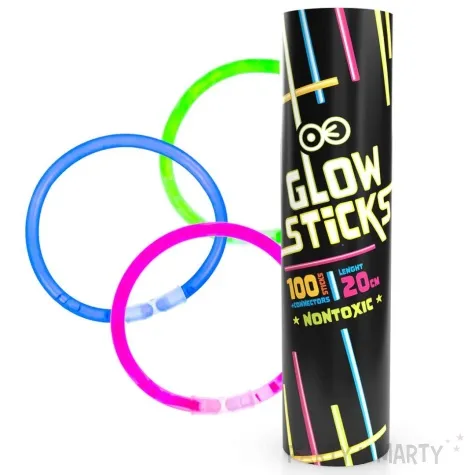 swiecace bransoletki glow fluorescencyjne partypal 20 cm 100 szt
