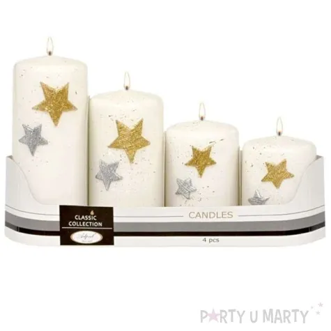 swiece pienkowe gwiazdki biale adpal 70 120 mm 4 szt