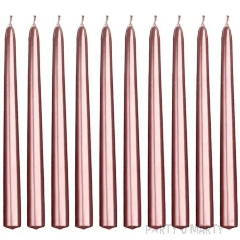 swieczka classic metalic rozowo zlota partydeco 240 mm 10 szt