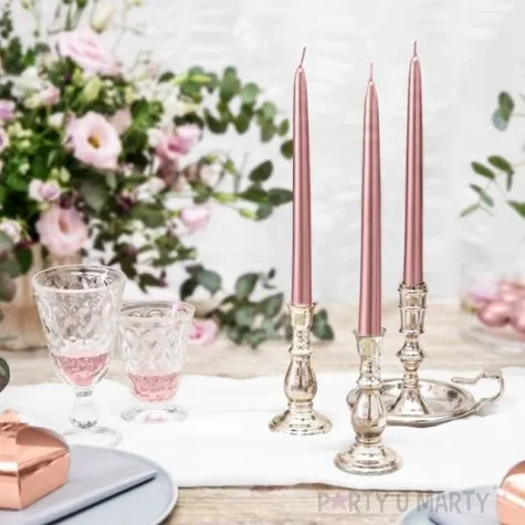 swieczka classic metalic rozowo zlota partydeco 240 mm 10 szt