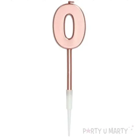 swieczka cyferka 0 rozowe zloto folat