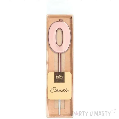 swieczka cyferka 0 rozowe zloto folat