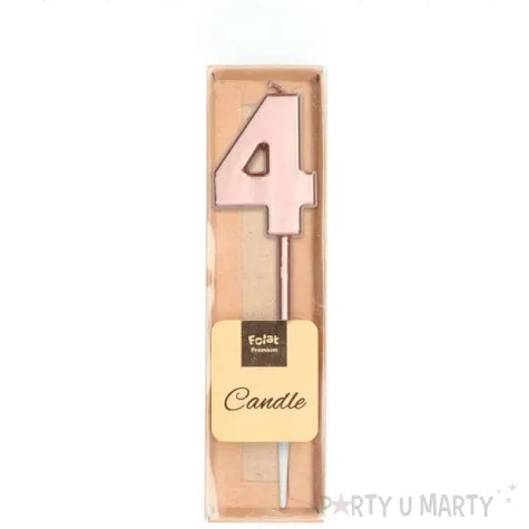 swieczka cyferka 4 rozowe zloto folat