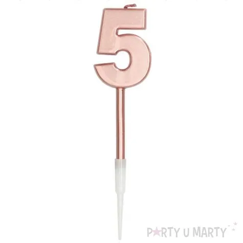 swieczka cyferka 5 rozowe zloto folat
