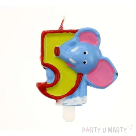 swieczka cyferka 5 zoo slon