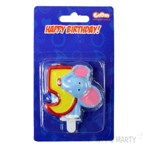swieczka cyferka 5 zoo slon