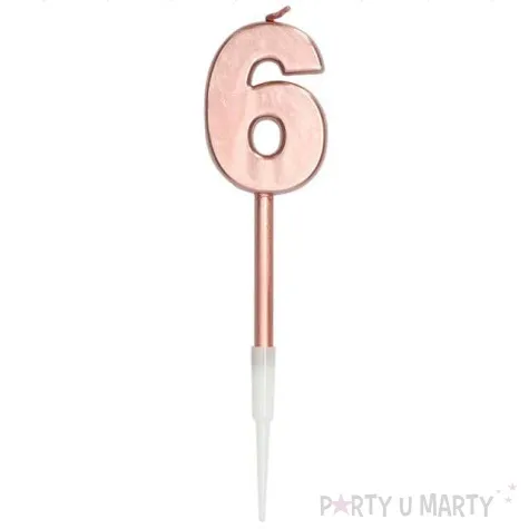 swieczka cyferka 6 rozowe zloto folat