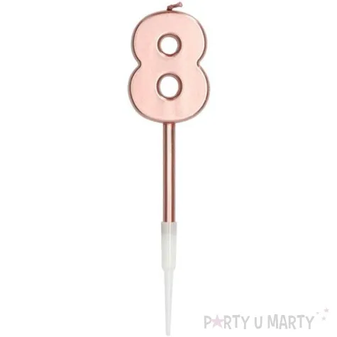 swieczka cyferka 8 rozowe zloto folat