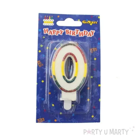 swieczka cyferka z brokatem 0
