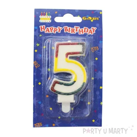 swieczka cyferka z brokatem 5