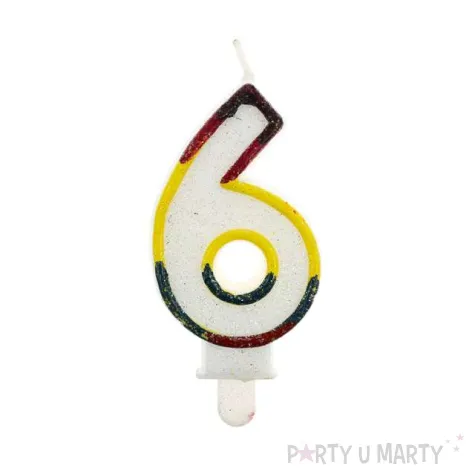 swieczka cyferka z brokatem 6