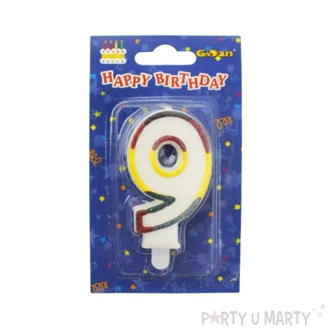 swieczka cyferka z brokatem 9