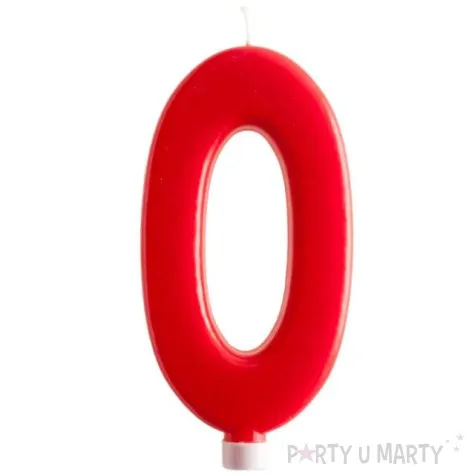 swieczka cyfra 0 giant dekora czerwona 15 cm