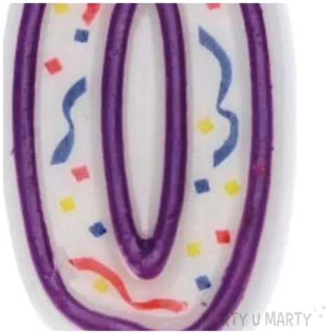 swieczka cyfra 0 imprezka ravi bialo fioletowa 7 5 cm