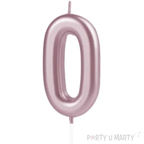 swieczka cyfra 0 partypal rozowe zloto 10 cm