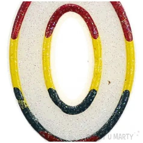 swieczka cyfra 0 z brokatem czerwony godan