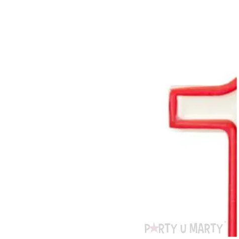 swieczka cyfra 1 partypal bialo czerwona 13 cm