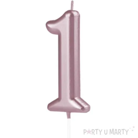 swieczka cyfra 1 partypal rozowe zloto 10 cm