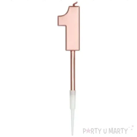 swieczka cyfra 1 rozowa zlota folat