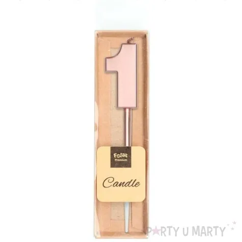 swieczka cyfra 1 rozowa zlota folat