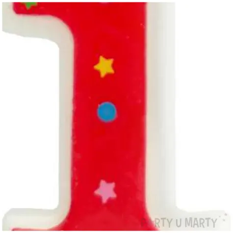 swieczka cyfra 1 w gwiazdki partypal czerwona 8 cm