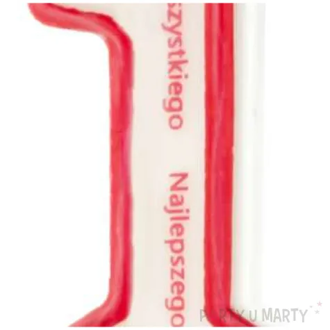 swieczka cyfra 1 wszystkiego najlepszego partypal czerwona 8 cm