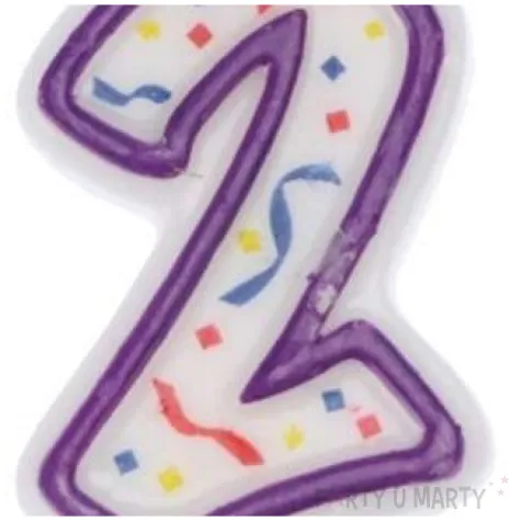 swieczka cyfra 2 imprezka ravi bialo fioletowa 7 5 cm