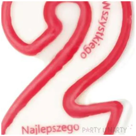 swieczka cyfra 2 wszystkiego najlepszego partypal czerwona 8 cm