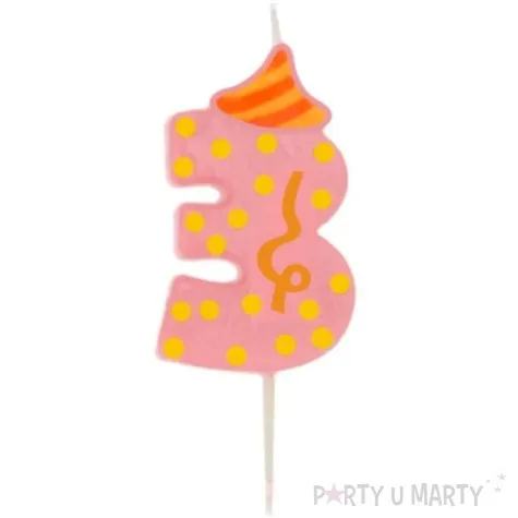 swieczka cyfra 3 broadway ravi rozowa