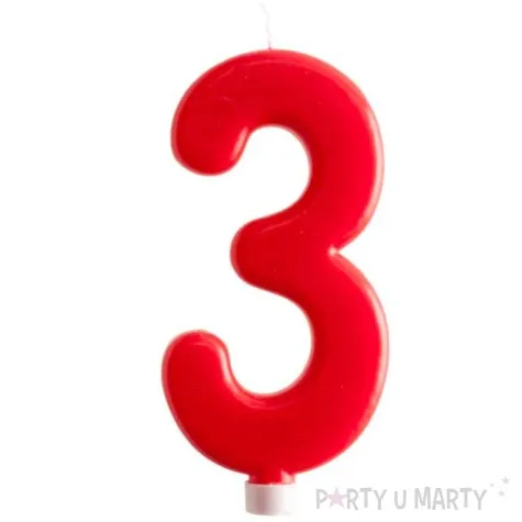 swieczka cyfra 3 giant dekora czerwona 15 cm