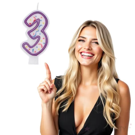 swieczka cyfra 3 imprezka ravi bialo fioletowa 7 5 cm