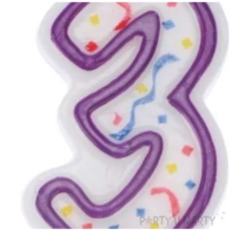 swieczka cyfra 3 imprezka ravi bialo fioletowa 7 5 cm
