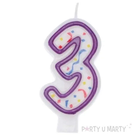swieczka cyfra 3 imprezka ravi bialo fioletowa 7 5 cm
