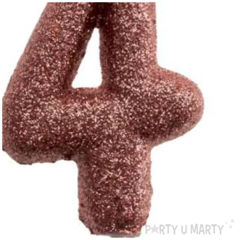 swieczka cyfra 4 glitter dekora rozowe zloto 15 cm