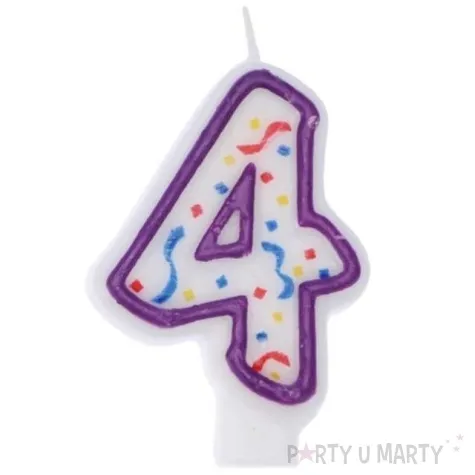 swieczka cyfra 4 imprezka ravi bialo fioletowa 7 5 cm